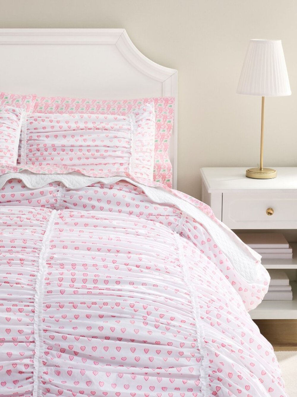 Hearts Ruched Duvet Cover, Twin